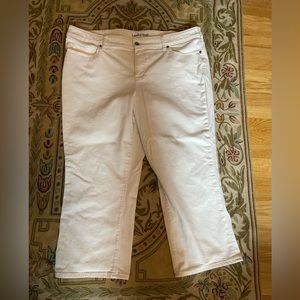 Lands End Cropped Off White Jeans, Size 20